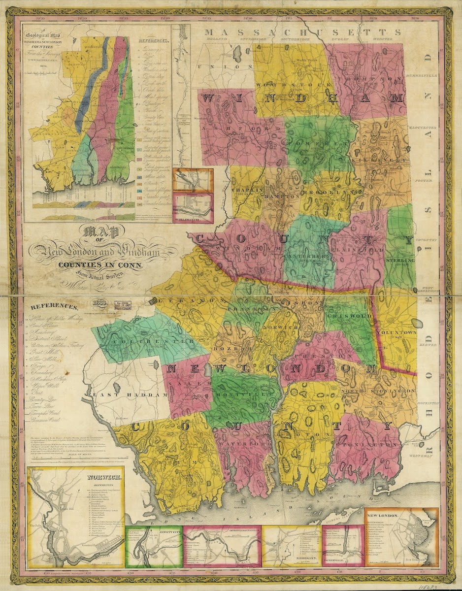 Map of New London and Windham counties in Conn 1833