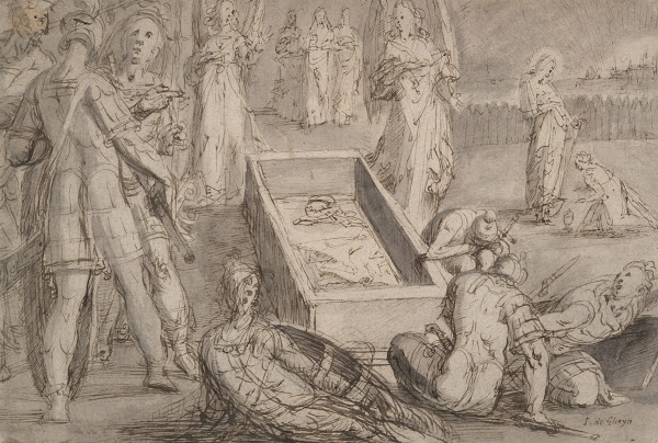 Christs Empty Tomb after the Resurrection with Christ Appearing to Mary Magdalen