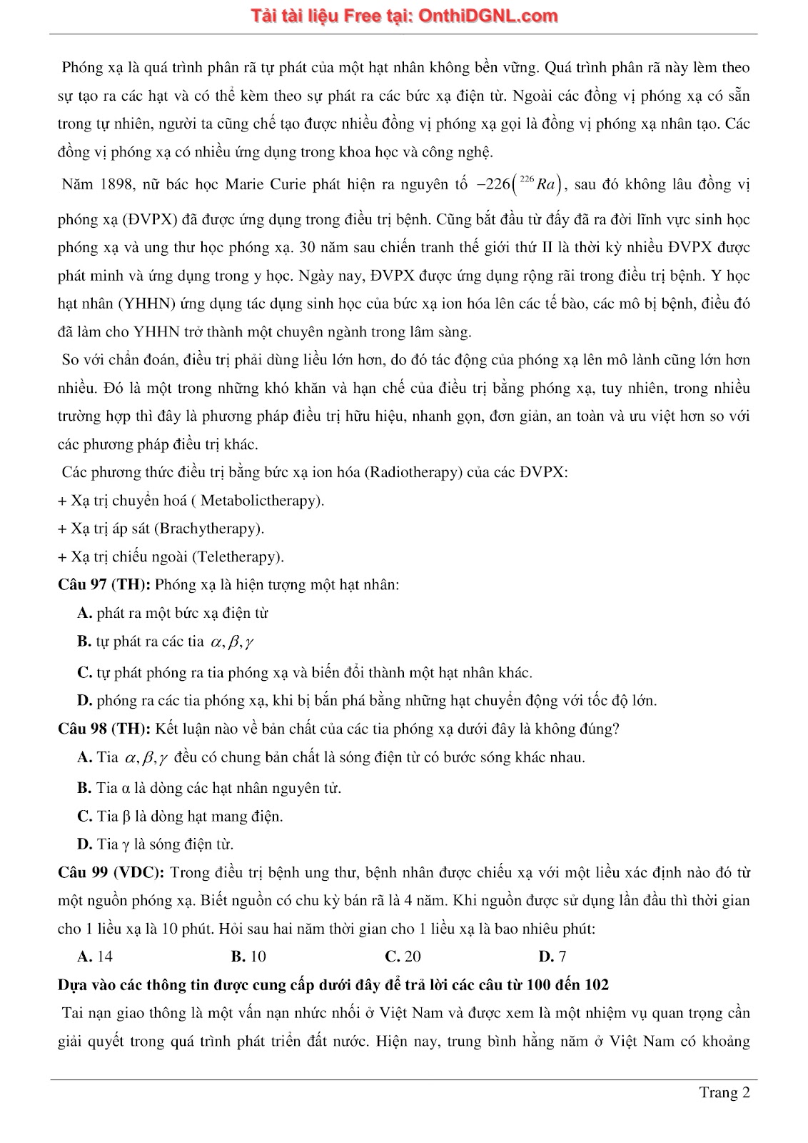 300 bài tập môn Vật Lý - Ôn thi ĐGNL ĐHQG TPHCM Phần 21