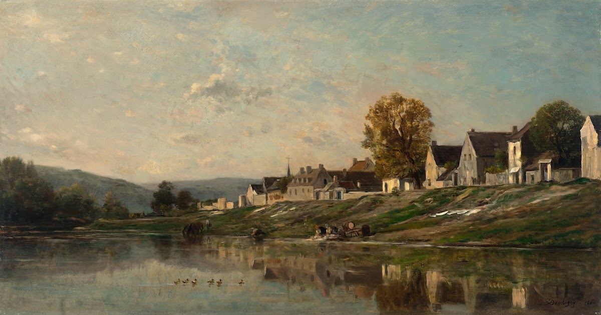Les Laveuses au bord de la Seine à Bonnières 1860