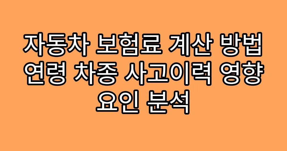 자동차 보험료 계산 방법 연령 차종 사고이력 영향 요인 분석