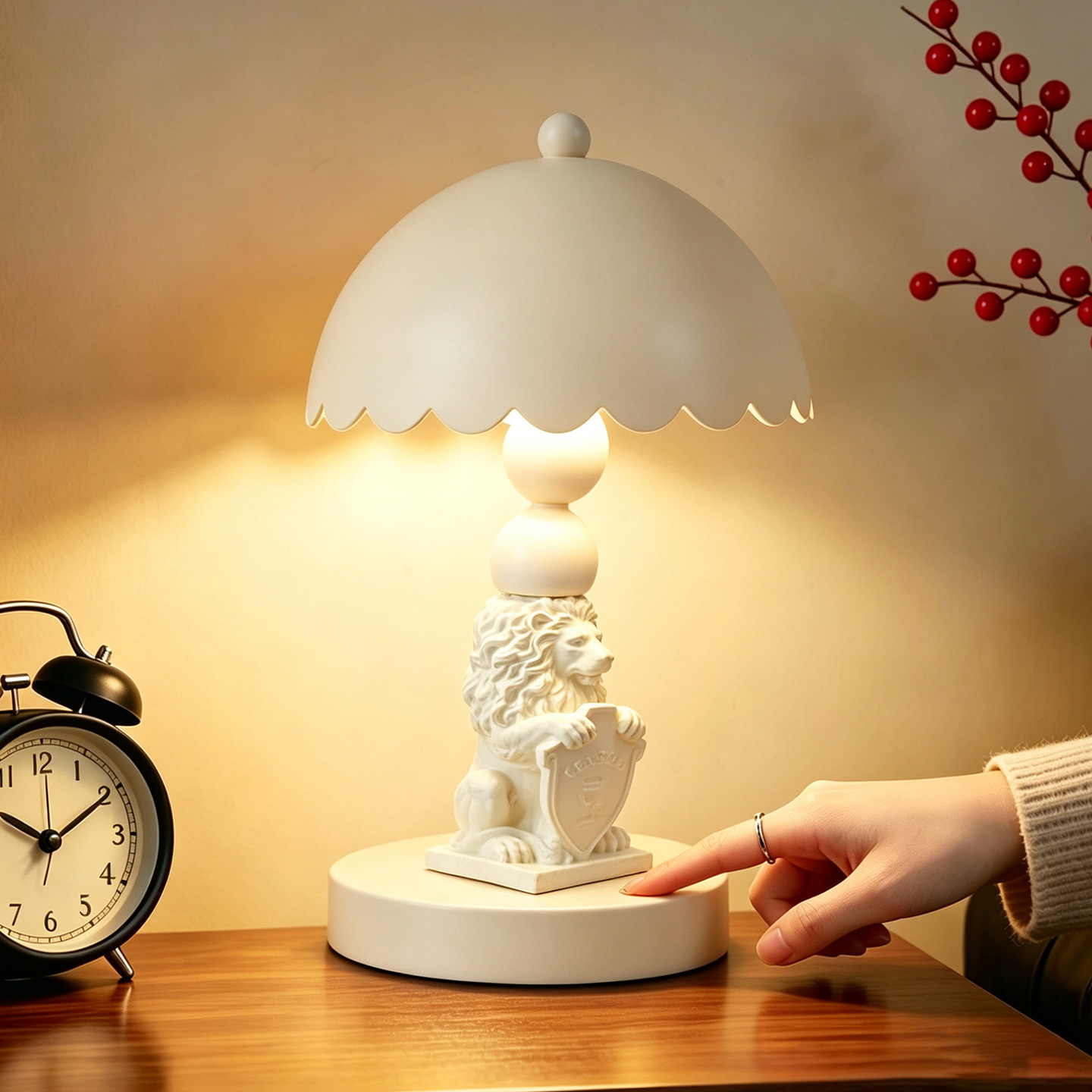 White lion table lamp in European style