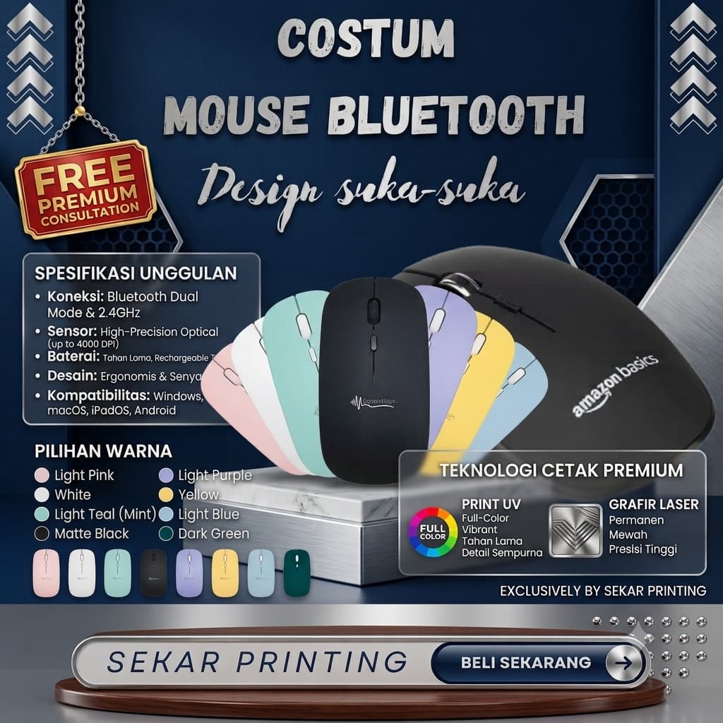 Bluetooth mouse custom merchandise — Sekar Printing