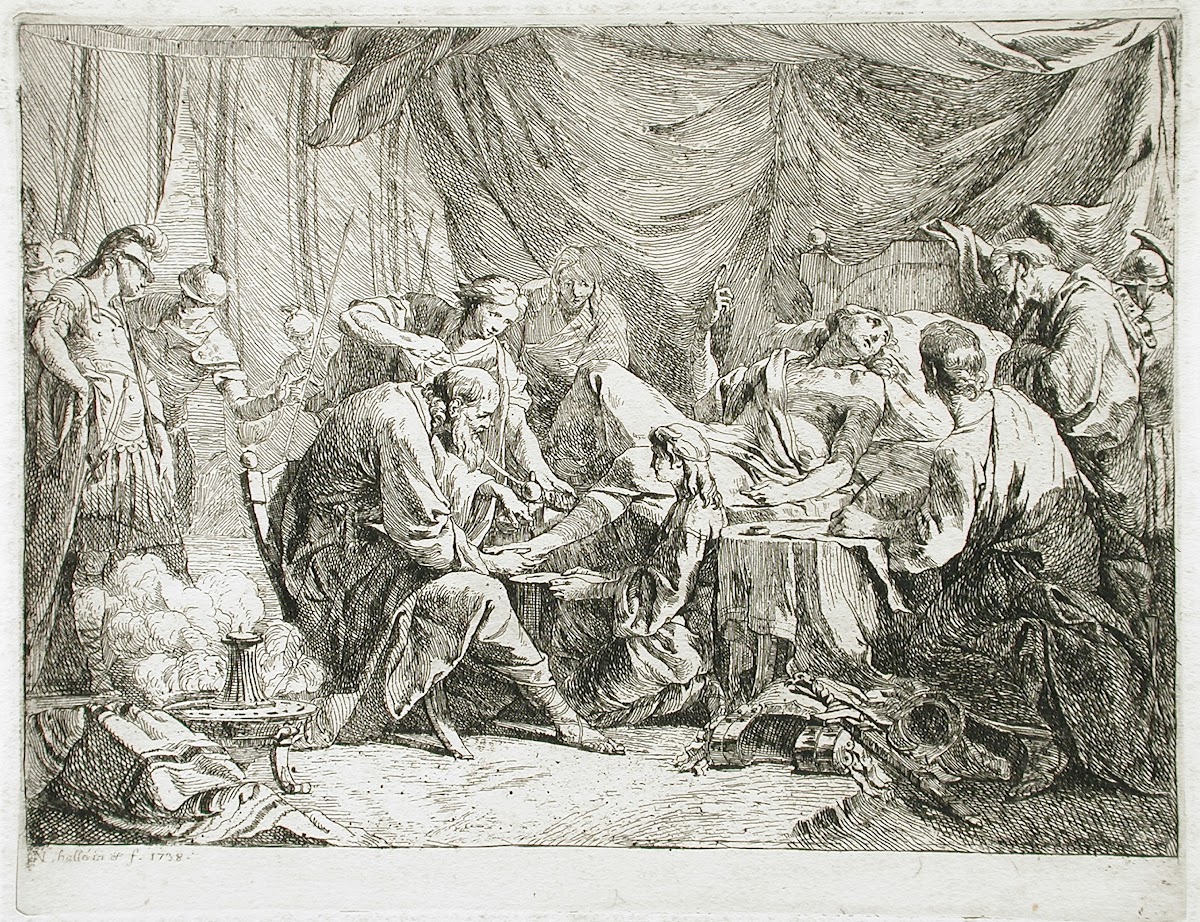 Wounded Antiochus after His Fall Dictating His Will 1738