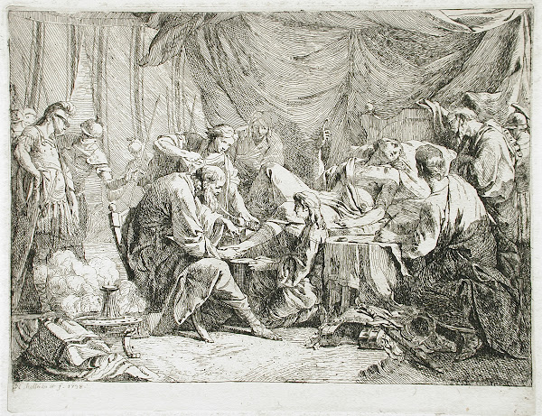 Wounded Antiochus after His Fall Dictating His Will 1738