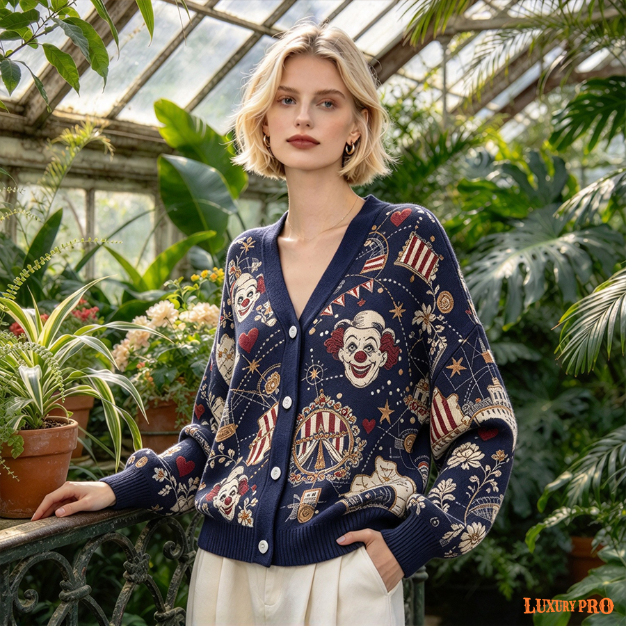 AOP 380G Faux Yarn Cardigan