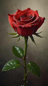 Deep Red Rose Macro Dew Drops Dark Moody