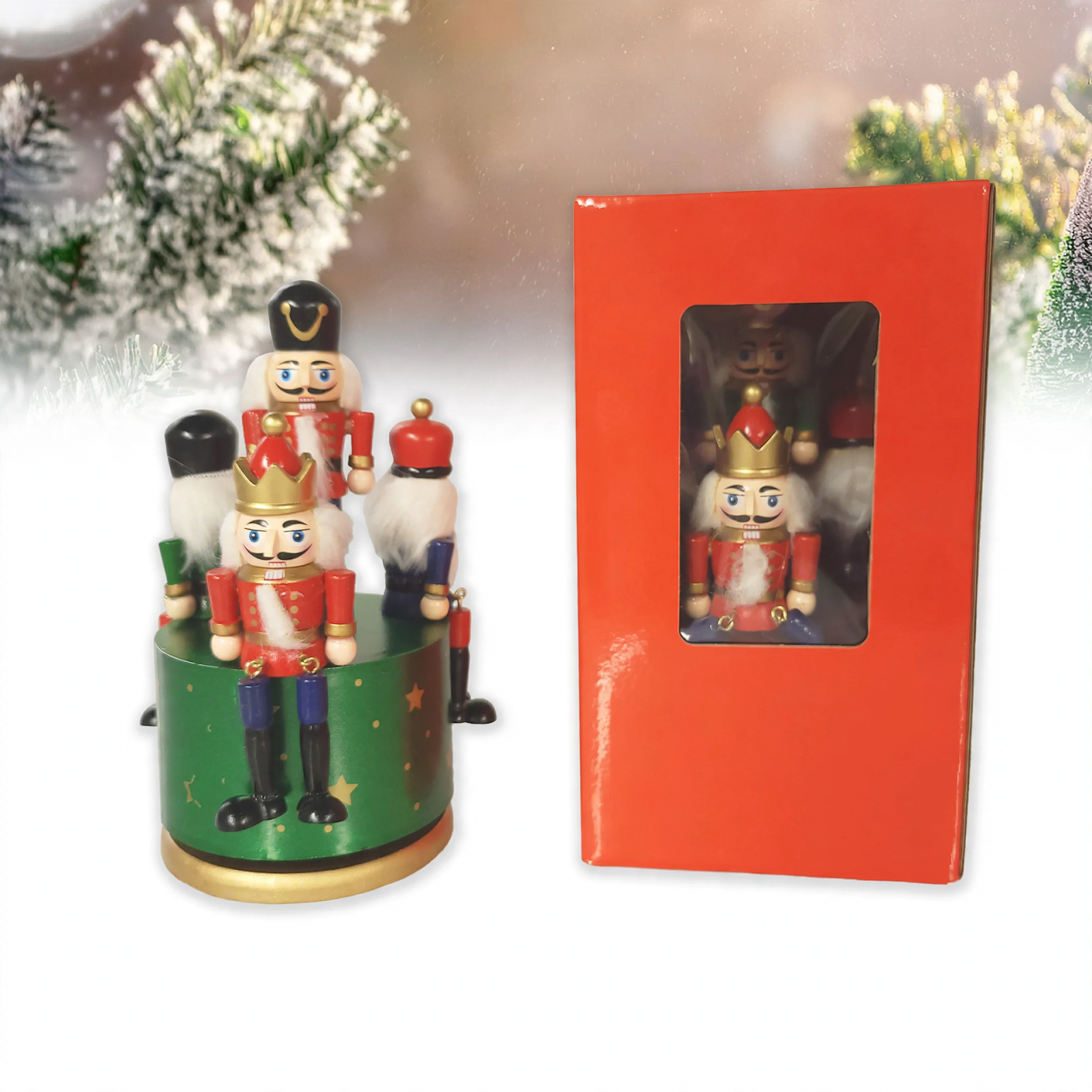 Wooden Nutcracker Music Box