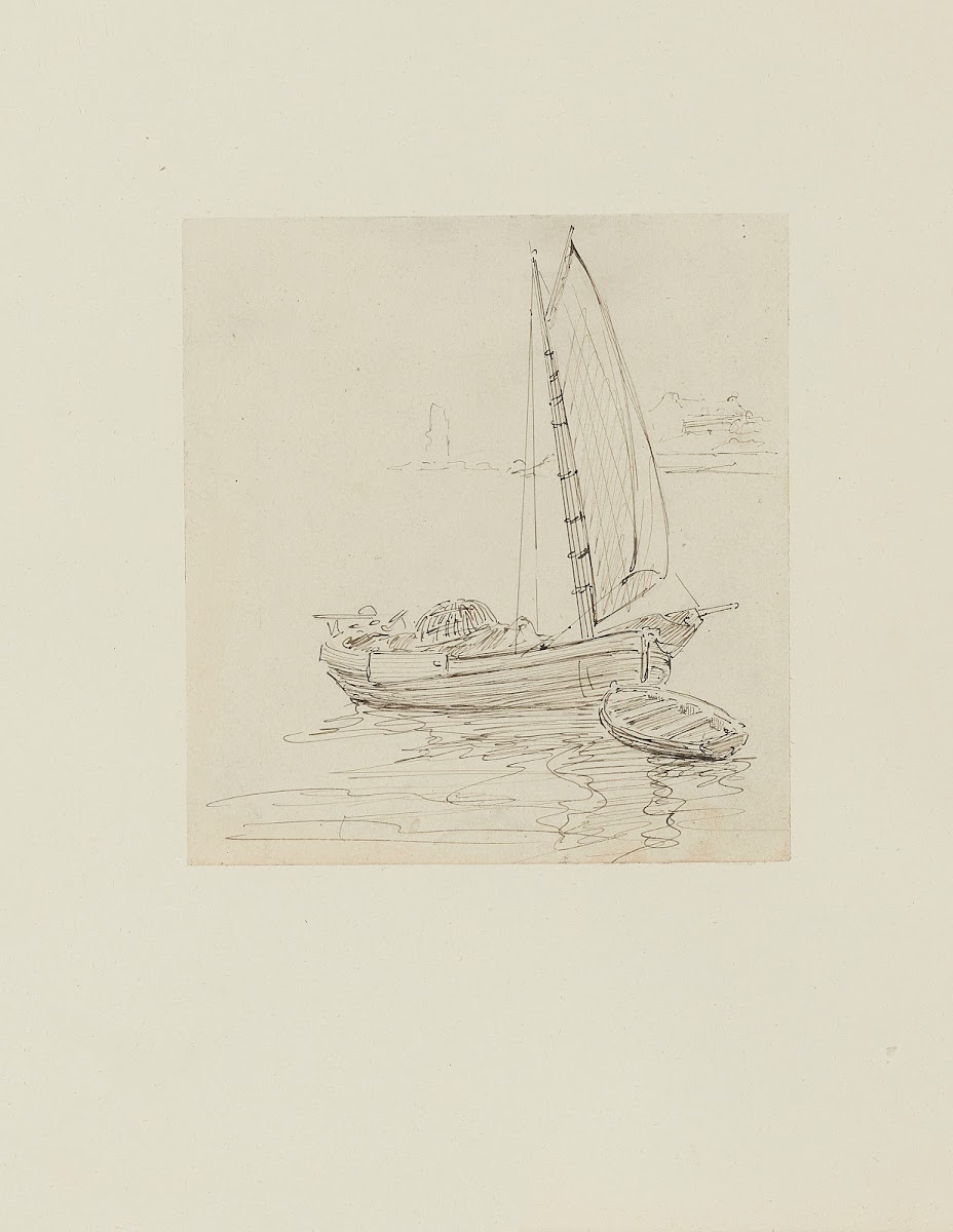 Barque  dessin pour le cul de lampe du chapitre 1 Un mot écrit sur une page blan