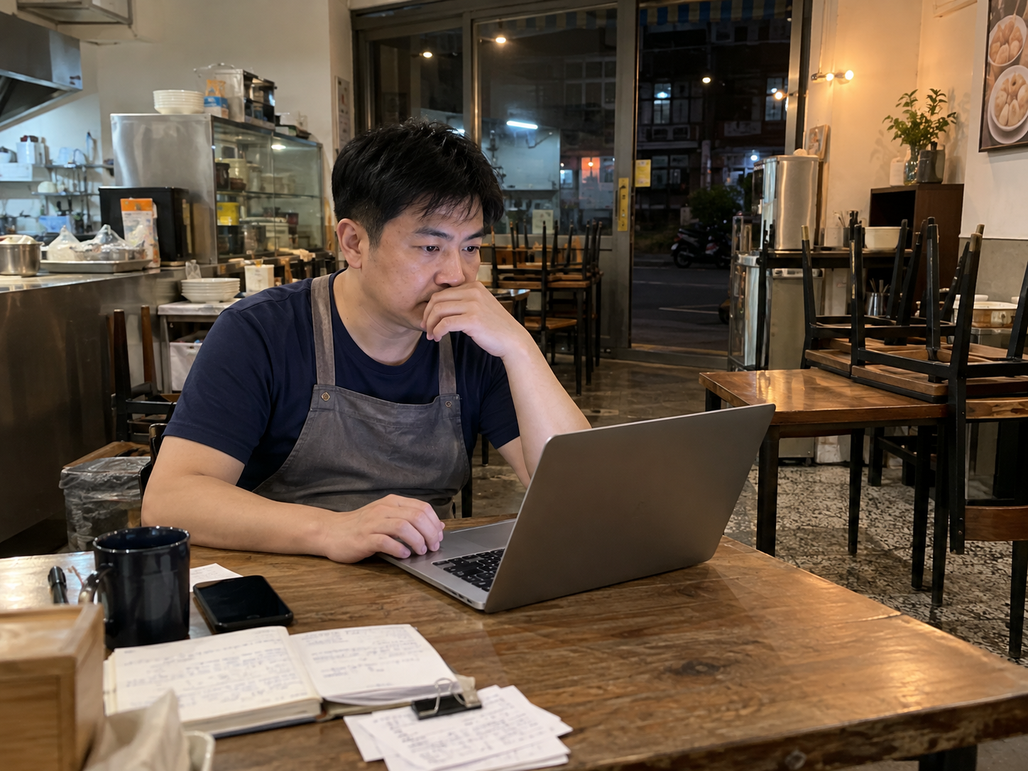 收店後處理筆電上的店務訊息