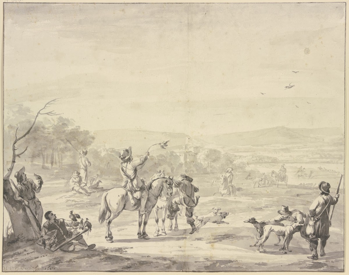 Heron hawking 1681