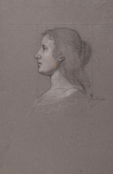 Tête de profil de femme à droite de la précédente