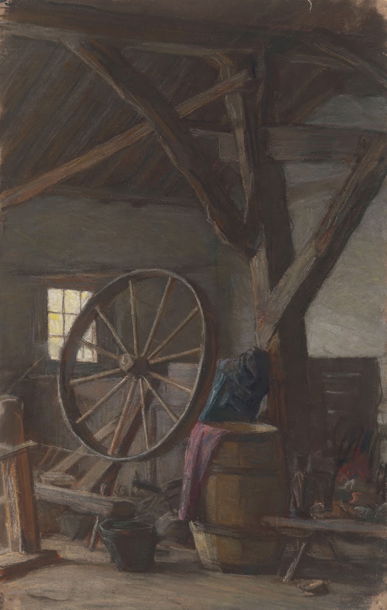 Interieur van boerenschuur 1874   1925