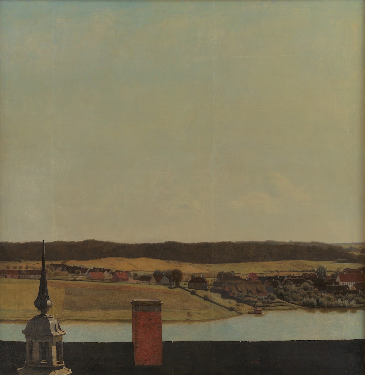 Roof Ridge of Frederiksborg Castle with View of Lake Town and Forrest 1832  1834