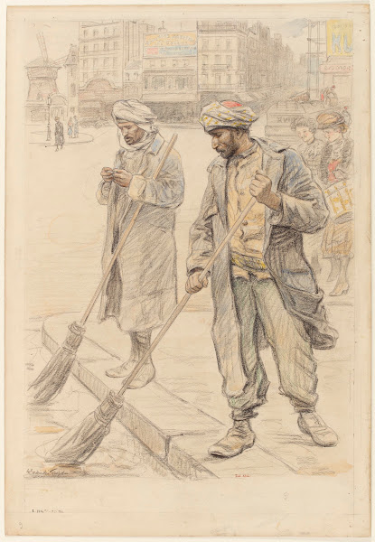 Balayeurs coloniaux place Blanche à Montmartre 1918 1919