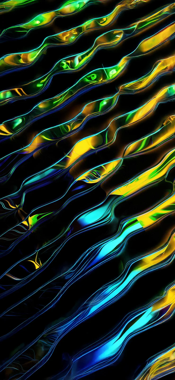 Abstract Glowing Liquid Waves - Digital Abstract Art 2K iPhone Wallpaper (1772x3839)