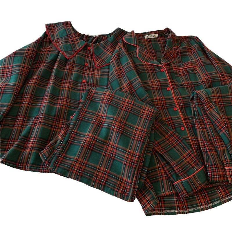Couple Pajama Set, Checked, Brushed