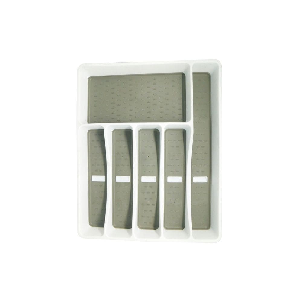 Organizador de cubiertos de plástico Good & Good™ blanco/gris