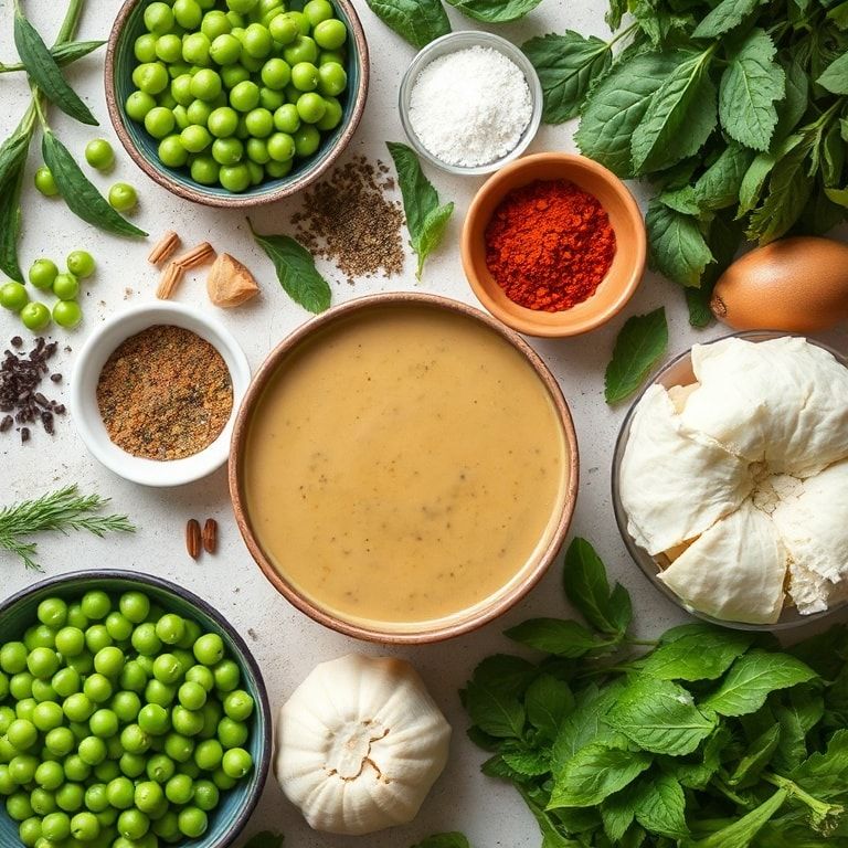 Ingredients for Deliciously Creamy Vegan Fresh Pea Soup Recipe to Savor – Quick & Easy Comfort Food