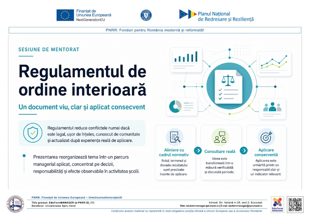 Coperta ghidului Regulamentul de ordine interioară și rolul directorului în elaborarea și aplicarea acestuia