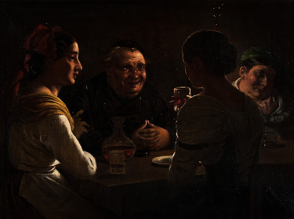 Abbate Jesting With Two Young Girls 1873