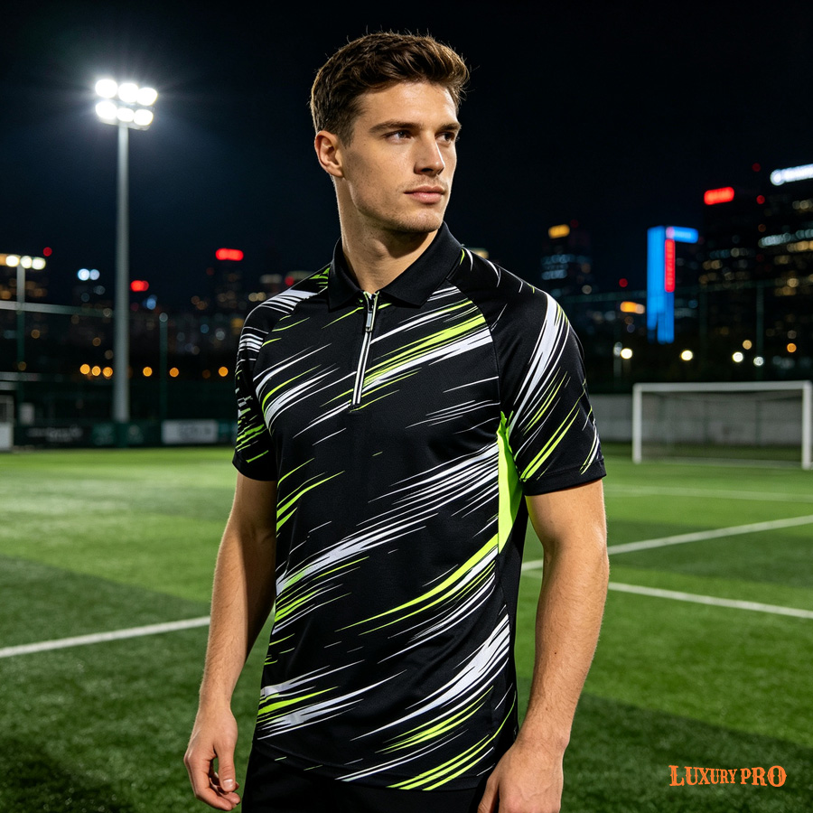 Zipper Raglan Sleeve Polo