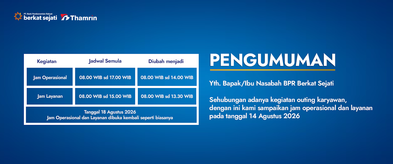 Pengumuman Jadwal Outing
