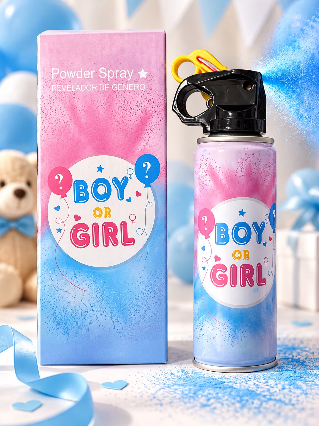Spray de polvo revelador de género – niño (azul)