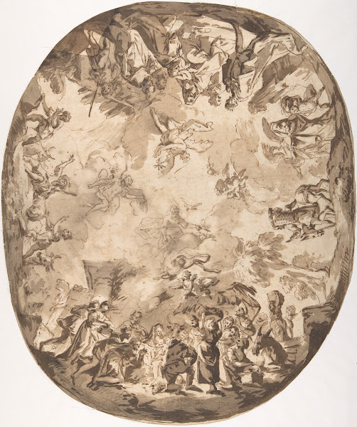 Design for an Oval Ceiling with Four New Testament Scenes 171165