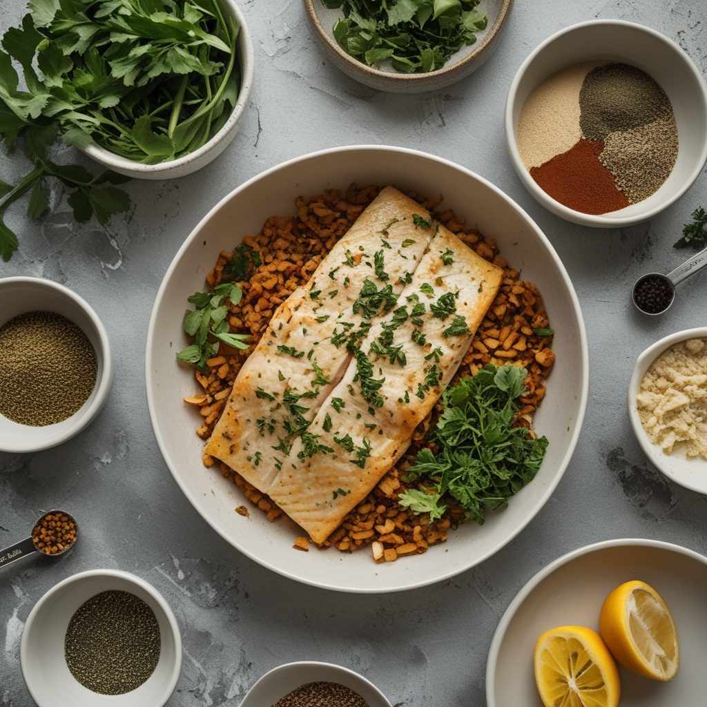 Ingredients for Easy Baked Tilapia Recipe for a Healthy Dinner with Simple Seasonings