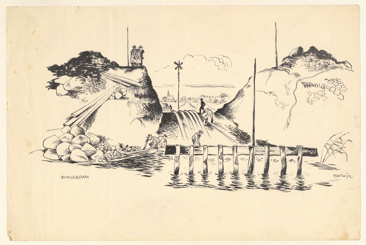 Dijkwerkzaamheden bij Durgerdam 1950 1970