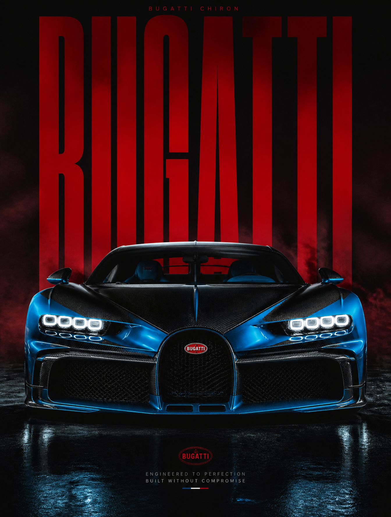Póster automovilístico de obra maestra que presenta un