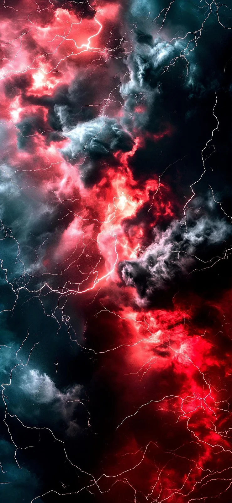 Red And Blue Lightning Clouds - Digital Art Full HD iPhone Wallpaper (1284x2778)