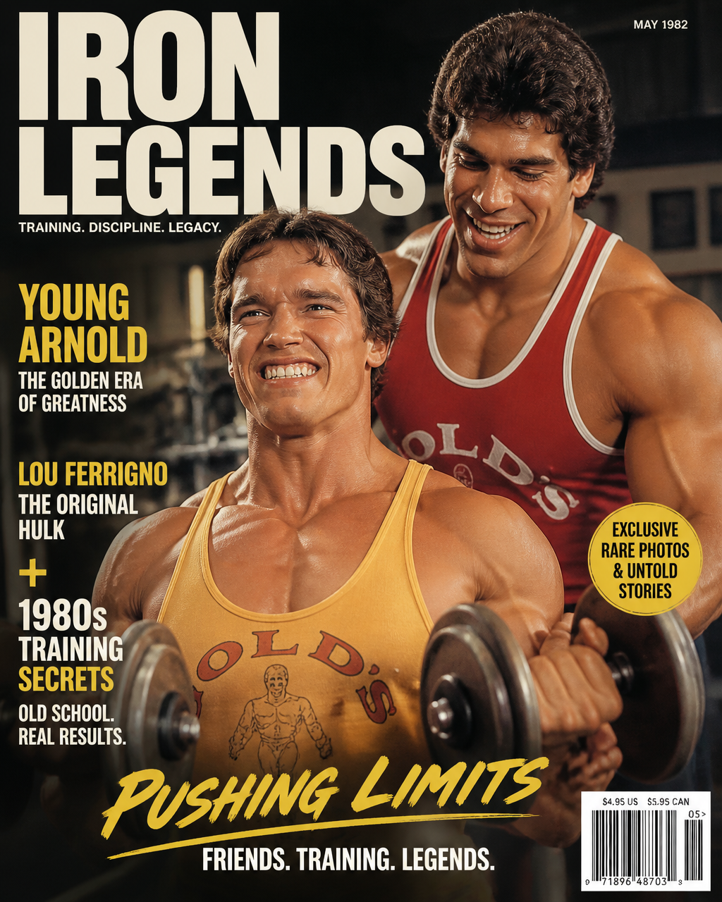 El joven Arnold en entrenamiento dorado