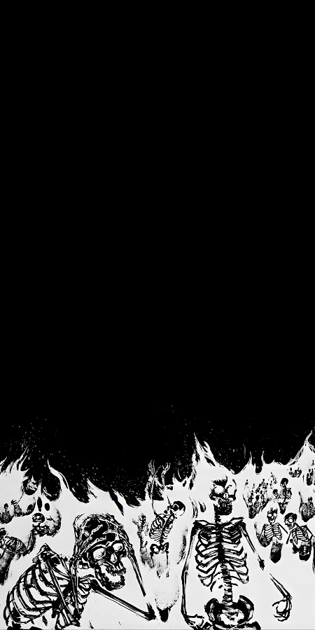 Skeletons Emerging In Black Fire 2K iPhone Phone Wallpaper