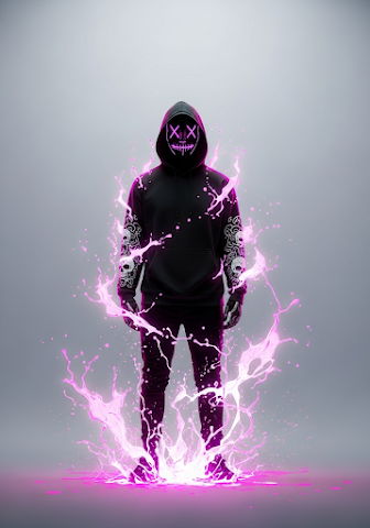 Neon Pink Splash Masked Figure