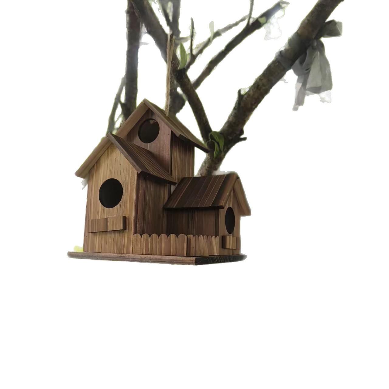 Wood Birdhouse in Villa Design for Hanging