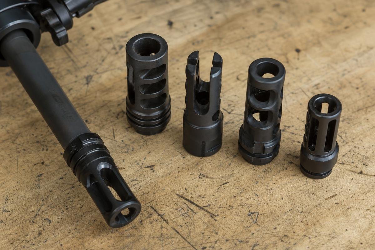 flash hider vs muzzle brake vs compensator vs linear comp
