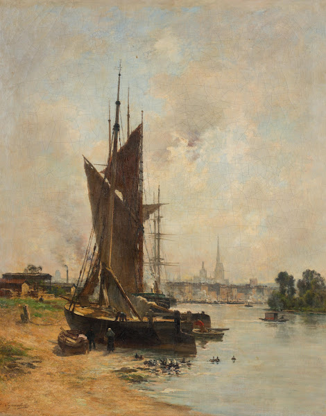 Hafenszene an der Seine in Rouen