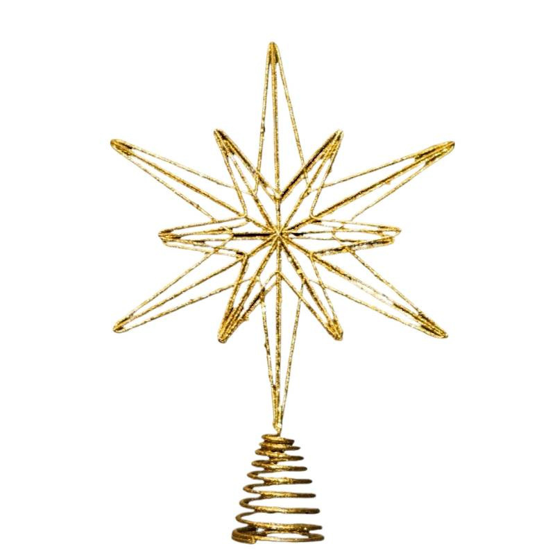 Illuminated Christmas tree star made of iron, 25x33 cm