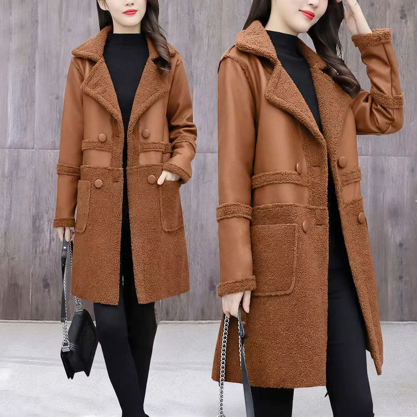 Reversible teddy jacket for women, mid-length
