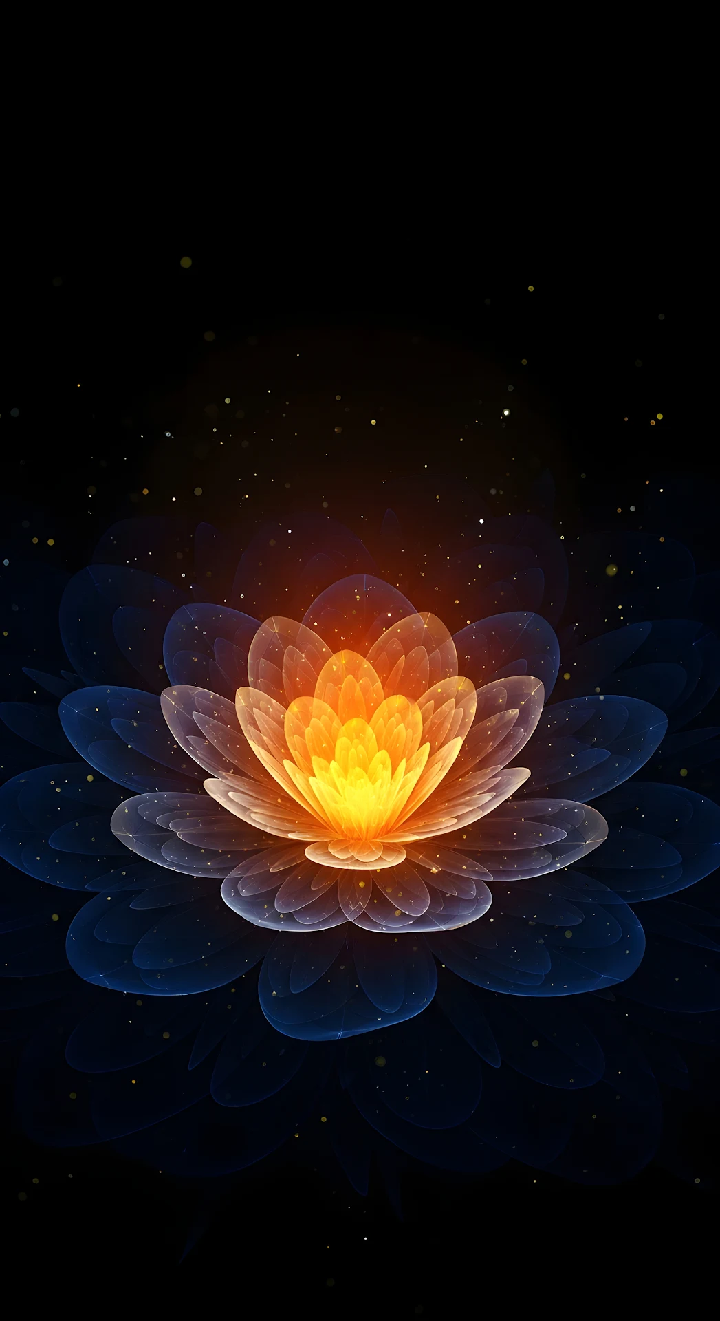 Abstract Macro of Glowing Orange and Blue Geometric Flower Petals - Free 4K mobile Wallpaper