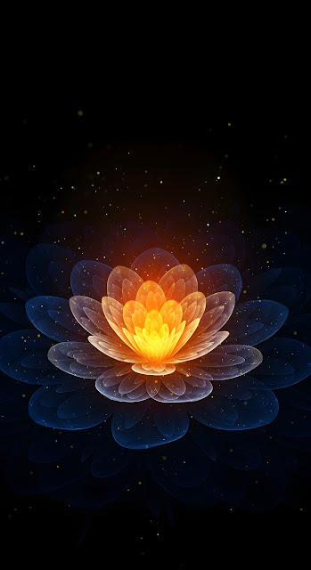 Abstract Macro of Glowing Orange and Blue Geometric Flower Petals - Free mobile Wallpaper
