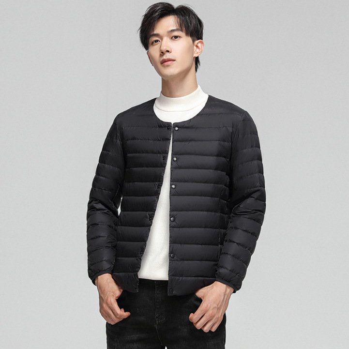 Lightweight Men's Down Jacket, Round Neckline