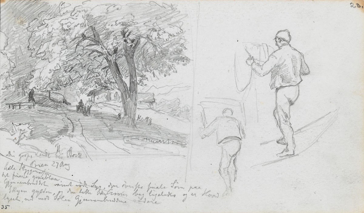 Den store linden ved Stock Prien ryggvendt mannsfigur 1867