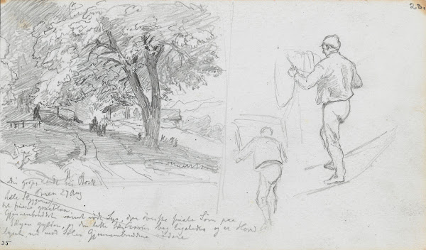 Den store linden ved Stock Prien ryggvendt mannsfigur 1867