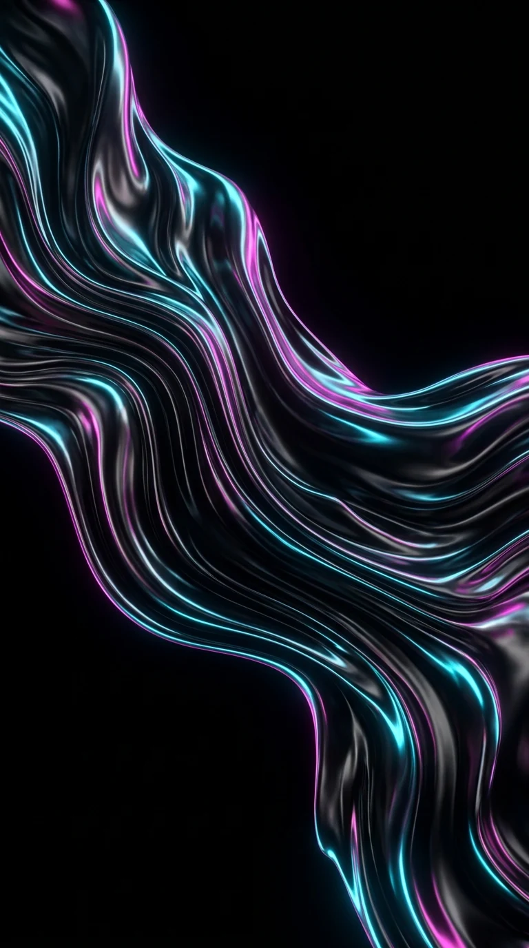 Dark Liquid Metal Neon Edge Fluid Background - Free 4K mobile Wallpaper