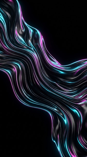 Dark Liquid Metal Neon Edge Fluid Background - Free mobile Wallpaper