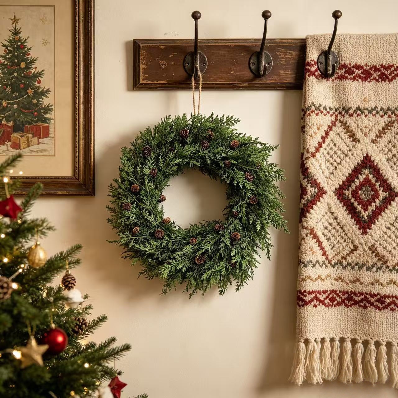 Christmas wreath with pine cones, 60 cm