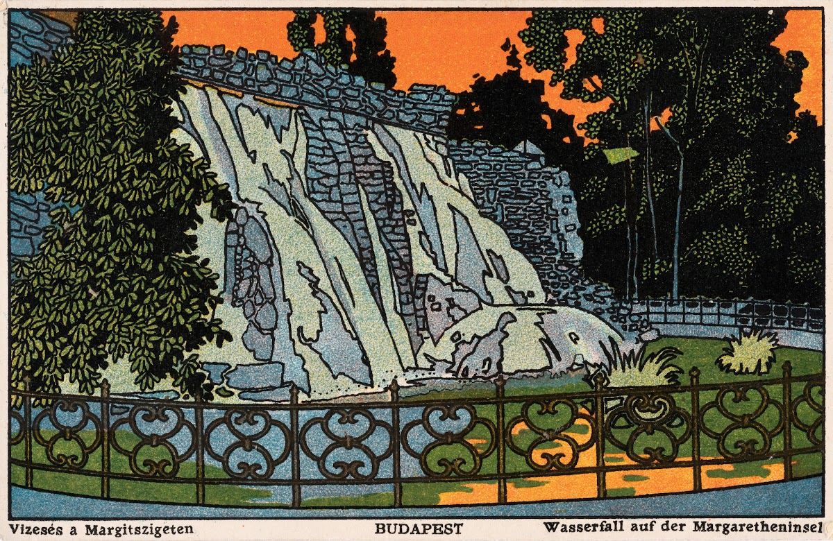 Nr 450 Budapest Wasserfall auf der Margarethen Insel 1911